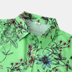 Men's Plus Size Floral Print Short Sleeve Button Down Casual Shirt - Fashlot