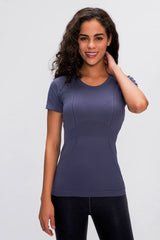Women's Active T-Shirt – Short Sleeve Round Neck Sports Top for Workouts - Fashlot