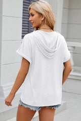 Women’s Stretch Hooded Short Sleeve Tee – Sporty, Soft & Ready for On-the-Go Comfort - Fashlot