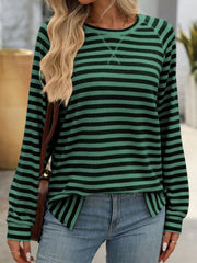 Women’s Classic Striped Long Sleeve Tee – Everyday Comfort with a Timeless Look - Fashlot
