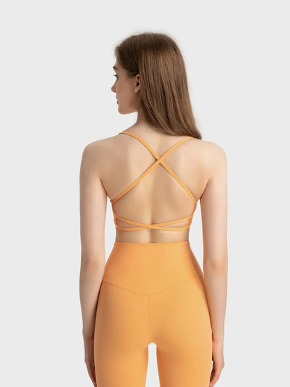 Women’s Crisscross Back Scoop Neck Active Cami – With Removable Pads - Fashlot