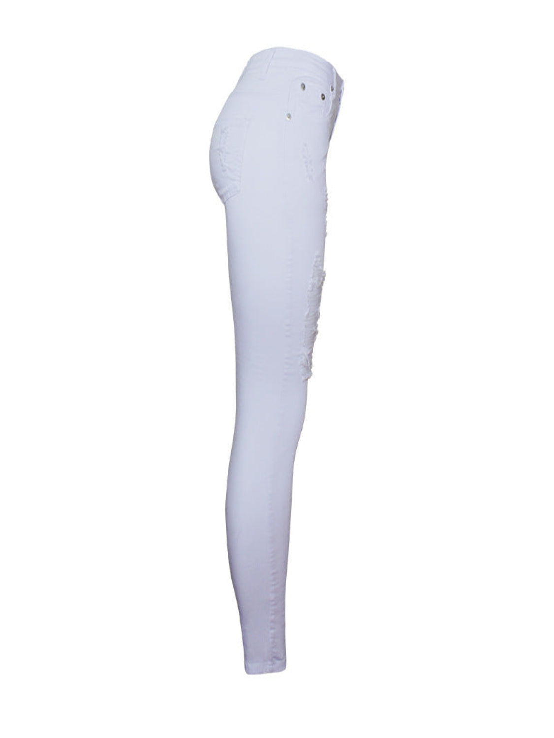 Women’s Popular Slim Solid White Color Ripped Pencil Pants High Waist – Trendy, Comfortable & Versatile - Fashlot