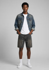 Vintage Wash Herringbone Denim Shorts - Fashlot