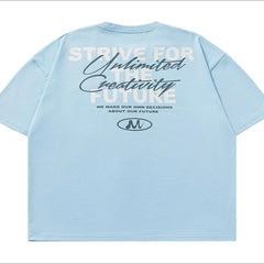 Men’s Blue Plus Size Letter Graphic Round Neck Half Sleeve T-Shirt – Comfort Meets Style - Fashlot