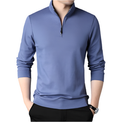 Blue long-sleeve shirt with a zipper on a white background - Fashlot