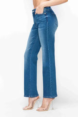 Full Size Cat’s Whiskers Fade High Rise Left Straight Women’s Jeans - Fashlot