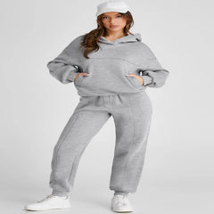 Dropped Shoulder Long Sleeve Hoodie and Pants Active Set - Fashlot