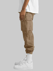 Men’s Brown Full Size Drawstring Cargo Pants Left Side – Built for Comfort & Everyday Wear - Fashlot