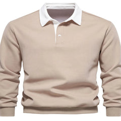 Men’s Quarter Button Collared Neck Long Sleeve Polo Shirt – Effortless Comfort & Everyday Style - Fashlot