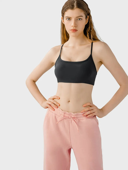 Women’s Crisscross Back Scoop Neck Active Cami – With Removable Pads - Fashlot