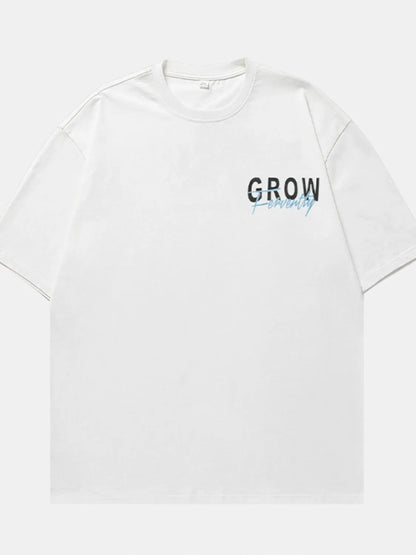 Men’s White Front Plus Size Letter Graphic Round Neck Half Sleeve T-Shirt – Comfort Meets Style - Fashlot
