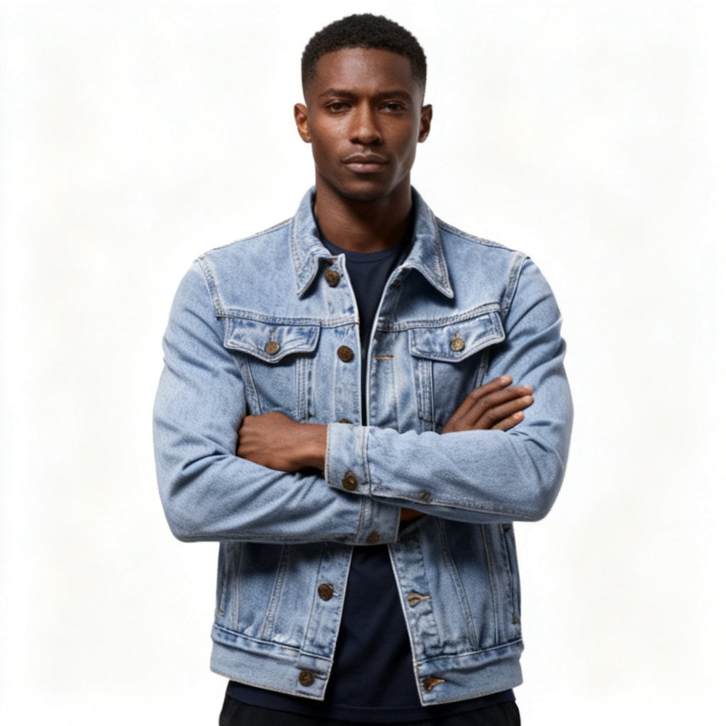 Button Down Long Sleeve Denim Jacket - Fashlot