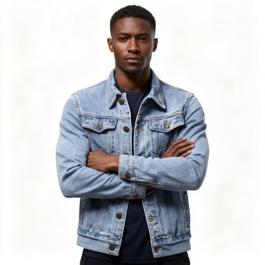 Button Down Long Sleeve Denim Jacket - Fashlot