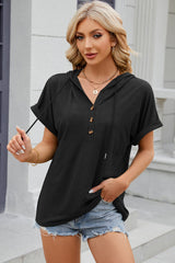 Women’s Stretch Hooded Short Sleeve Tee – Sporty, Soft & Ready for On-the-Go Comfort - Fashlot