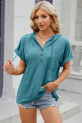 Women’s Stretch Hooded Short Sleeve Tee – Sporty, Soft & Ready for On-the-Go Comfort - Fashlot