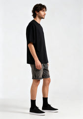 Vintage Wash Herringbone Denim Shorts - Fashlot