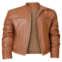 Men's Full Size Zip Up Long Sleeve PU Leather Jacket – Plus Size - Fashlot