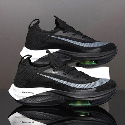 Men’s Black White Air Cushion Running Shoes – Lightweight, Breathable, High-Performance Sneakers - Fashlot