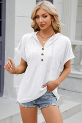 Women’s Stretch Hooded Short Sleeve Tee – Sporty, Soft & Ready for On-the-Go Comfort - Fashlot