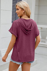 Women’s Stretch Hooded Short Sleeve Tee – Sporty, Soft & Ready for On-the-Go Comfort - Fashlot