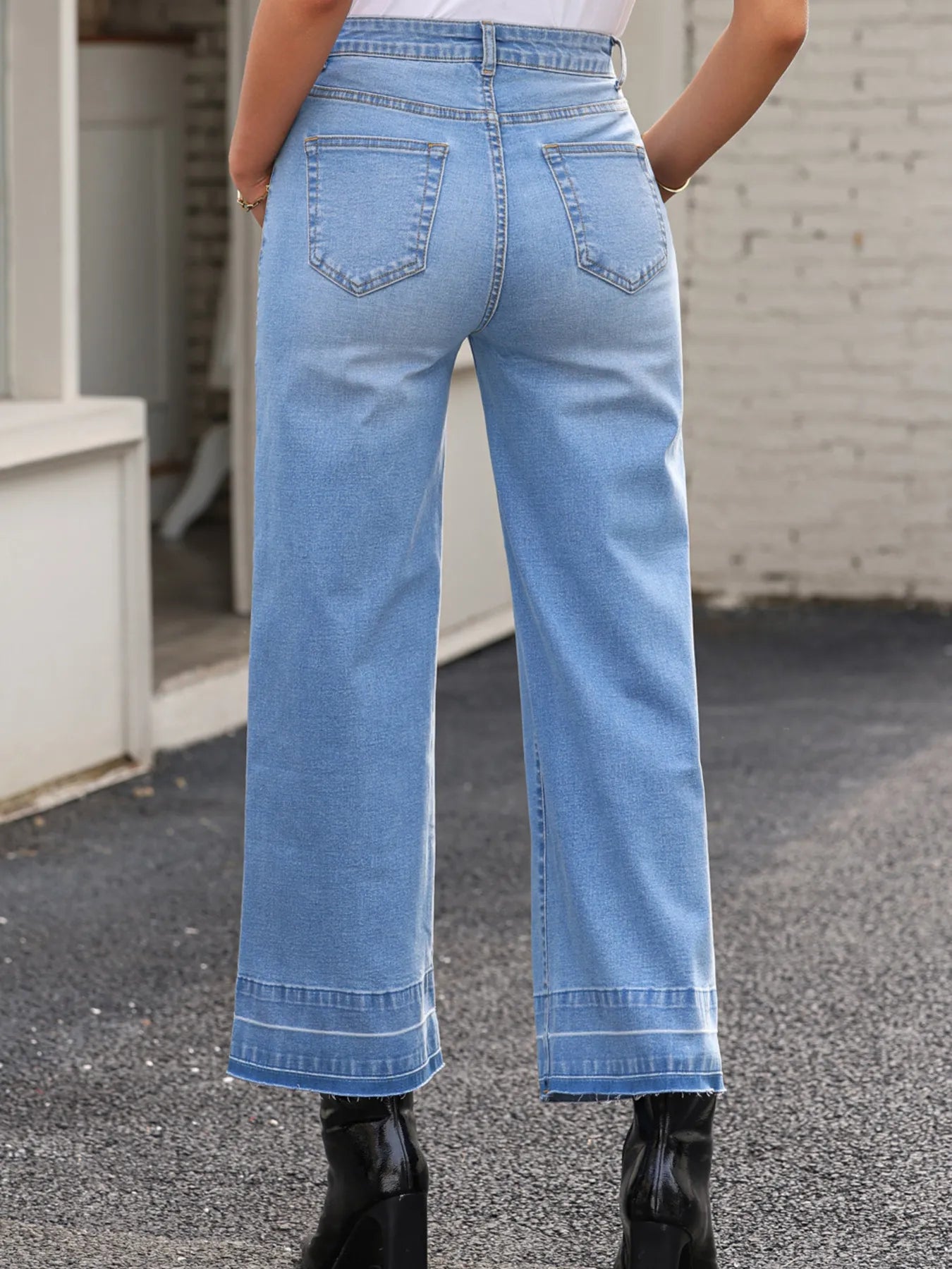 High Waist Wide Leg Blue Washed Denim Jeans – Effortless Comfort & Timeless Style - Fashlot