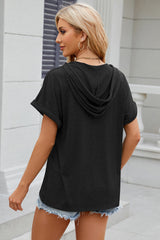 Women’s Stretch Hooded Short Sleeve Tee – Sporty, Soft & Ready for On-the-Go Comfort - Fashlot