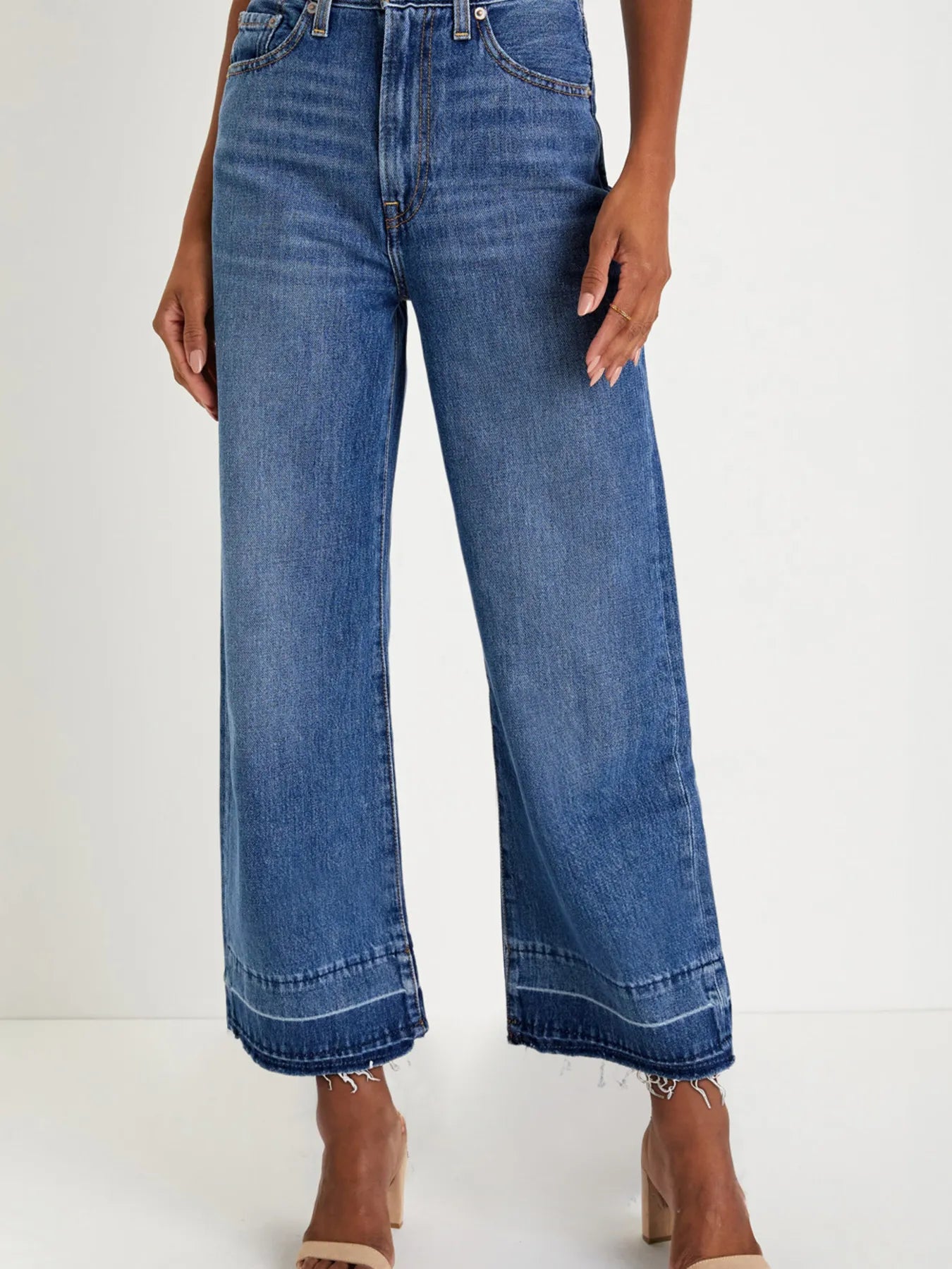 High Waist Wide Leg Washed Jeans – Effortless Comfort & Timeless Style Front - Fashlot