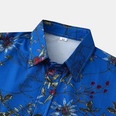 Men's Plus Size Floral Print Short Sleeve Button Down Casual Shirt - Fashlot