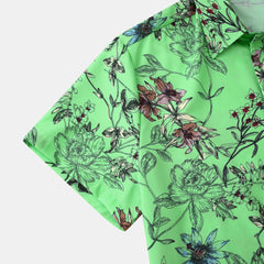 Men's Plus Size Floral Print Short Sleeve Button Down Casual Shirt - Fashlot
