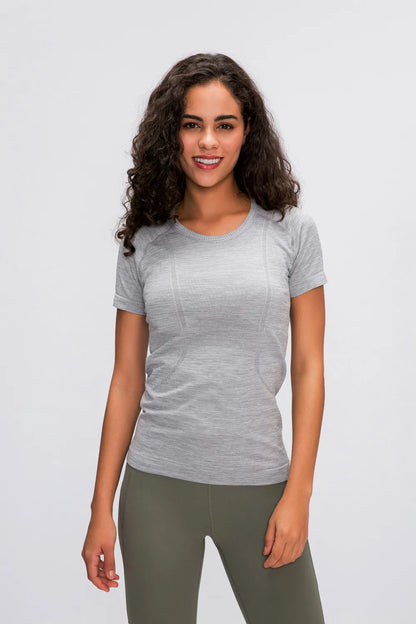Women's Active T-Shirt – Short Sleeve Round Neck Sports Top for Workouts - Fashlot