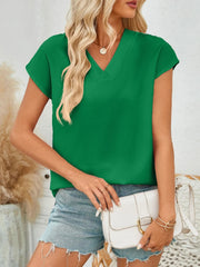 Women’s V-Neck Cap Sleeve Blouse – Light, Feminine & Easy to Style - Fashlot