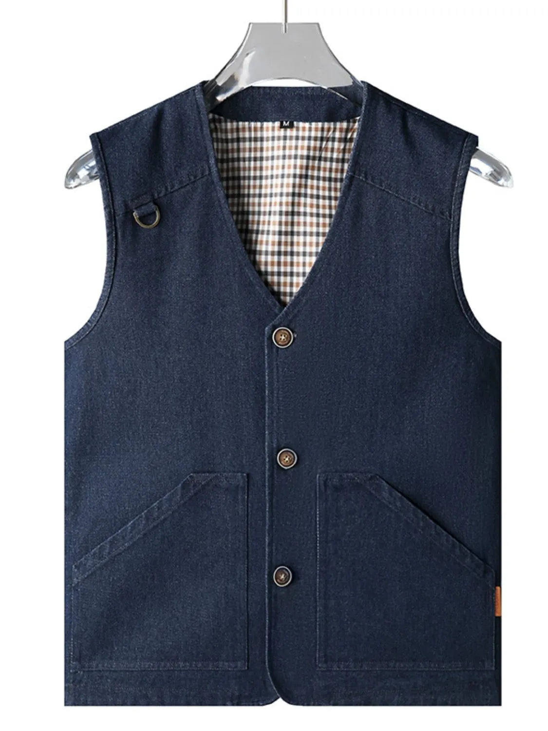 Men’s Plus Size Button Up Blue Vest – Classic Style & Comfortable Fit - Fashlot