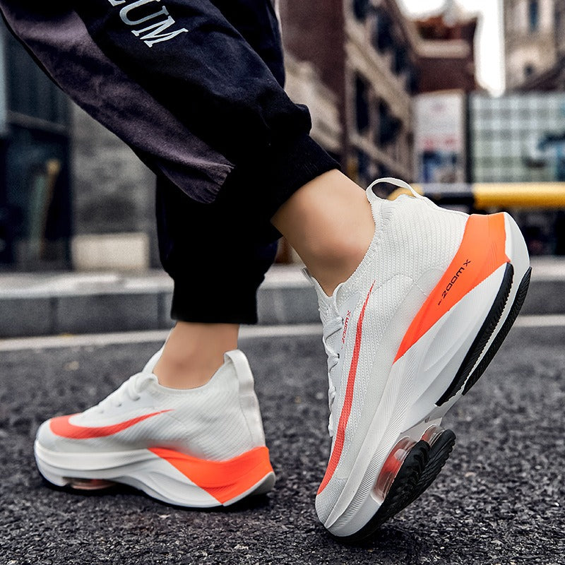 White Orange Men’s Air Cushion Running Shoes – Lightweight, Breathable, High-Performance Sneakers - Fashlot