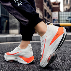 White Orange Men’s Air Cushion Running Shoes – Lightweight, Breathable, High-Performance Sneakers - Fashlot