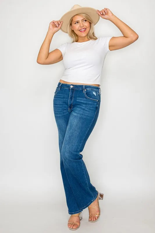 Full Size Cat’s Whiskers Fade High Rise Straight Women’s Jeans LL - Fashlot