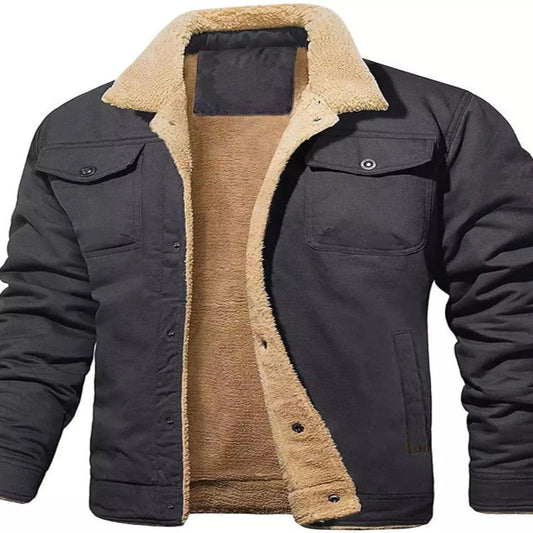 Men's Full Size Sherpa Plush Lined Long Sleeve Jacket – Plus Size - Fashlot