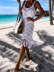 Women’s Fringe Scoop Neck Cover-Up - Fashlot