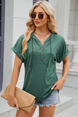 Women’s Stretch Hooded Short Sleeve Tee – Sporty, Soft & Ready for On-the-Go Comfort - Fashlot