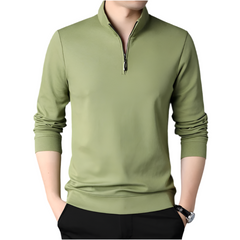 Green long-sleeve shirt with a zipper on a white background - Fashlot