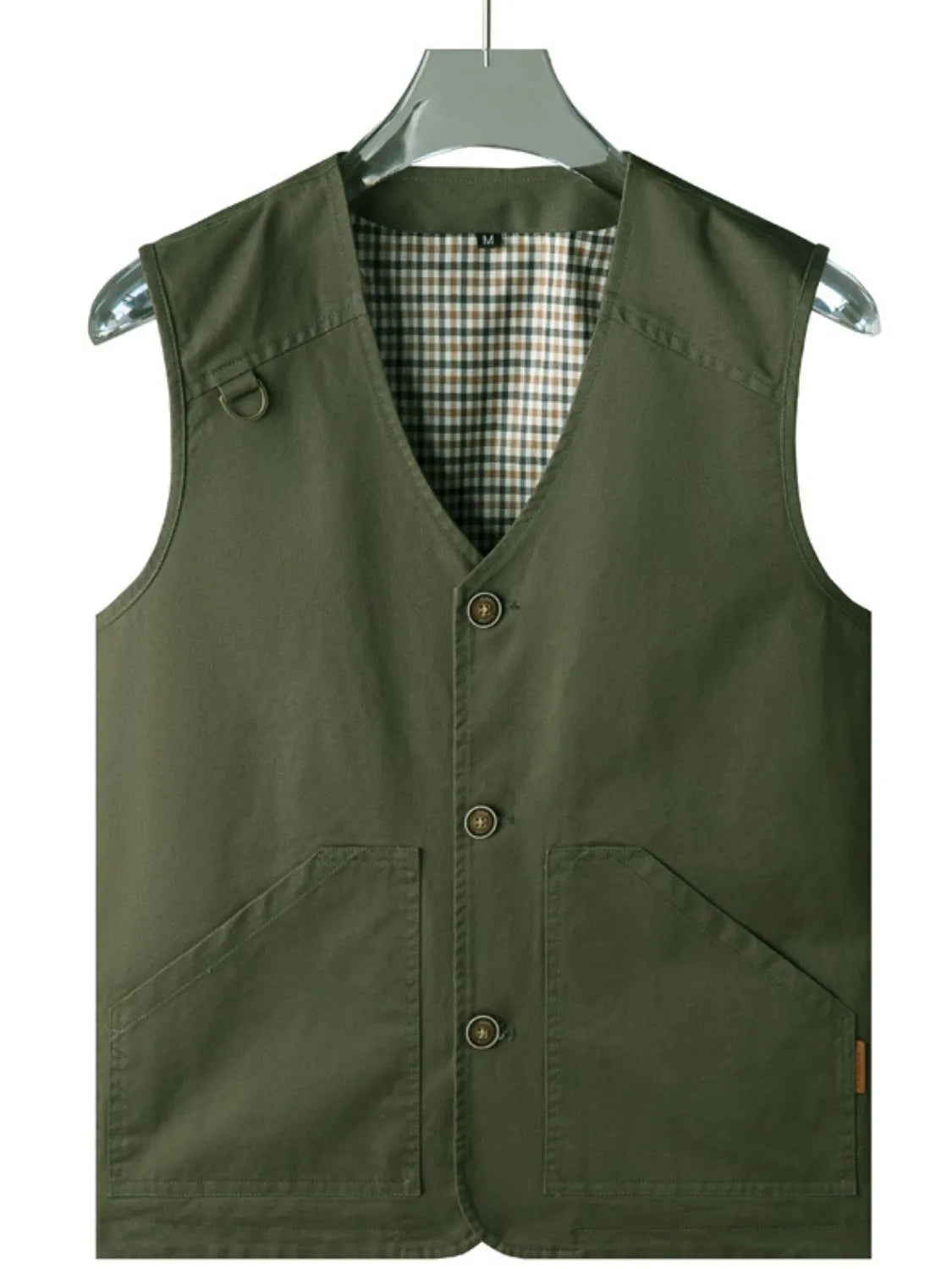 Men’s Army Green Plus Size Button Up Vest – Classic Style & Comfortable Fit - Fashlot