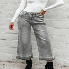 High Waist Wide Leg Gray Washed Jeans – Effortless Comfort & Timeless Style FL - Fashlot