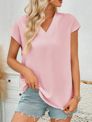 Women’s V-Neck Cap Sleeve Blouse – Light, Feminine & Easy to Style - Fashlot