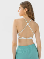 Women’s Crisscross Back Scoop Neck Active Cami – With Removable Pads - Fashlot