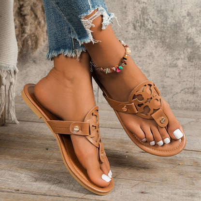 Simple Style Toe Post Flat Sandals - Fashlot