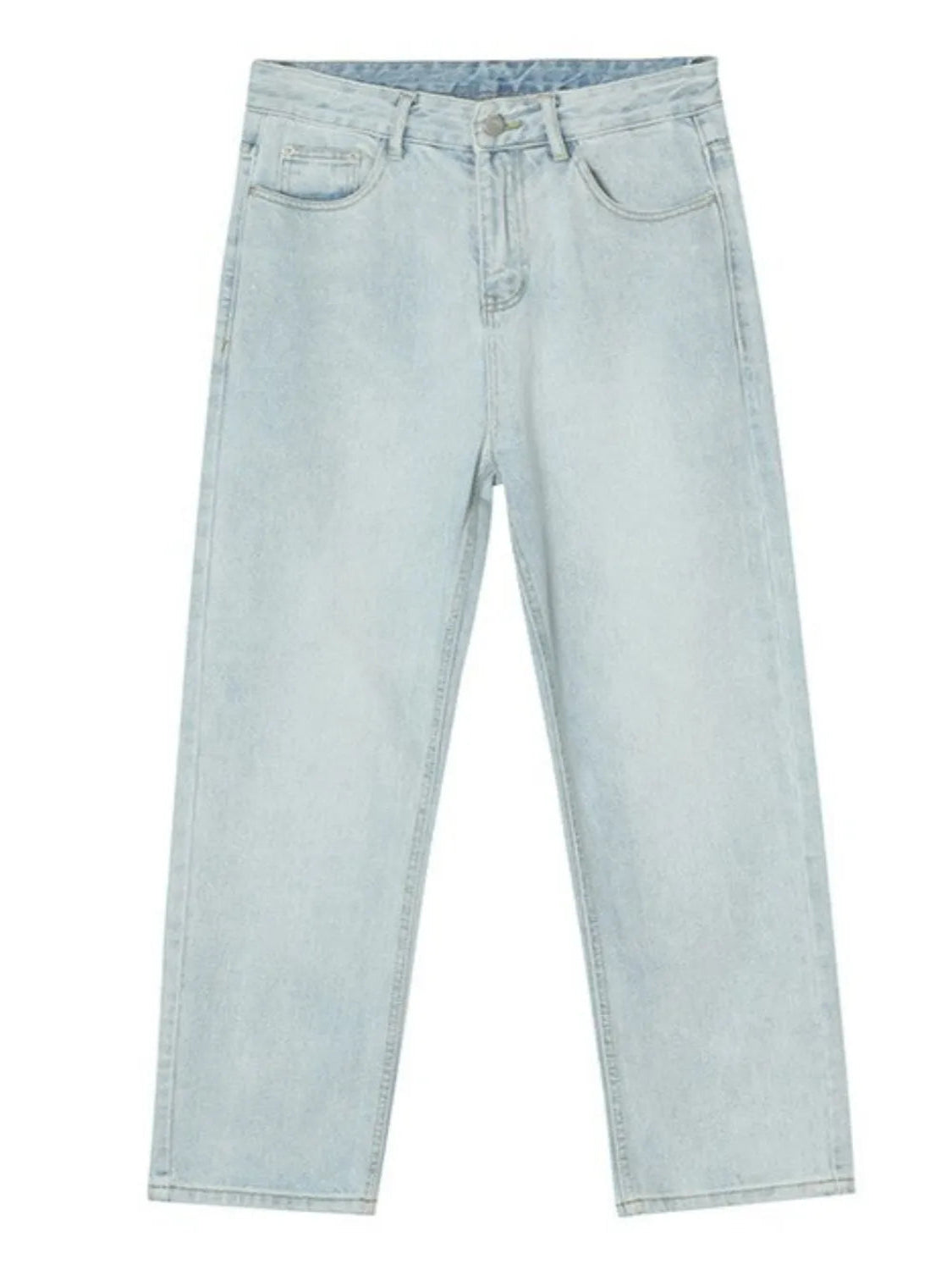 Men’s Straight Leg Light Blue Jeans with Pockets – Classic, Comfortable & Versatile - Fashlot