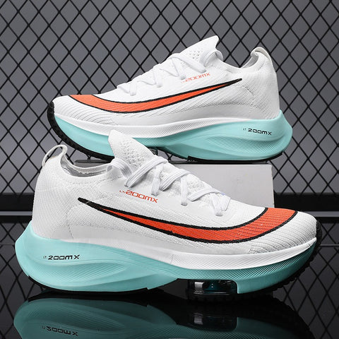 Men’s White Orange Ultra Light Thick Soled Casual Sports Shoes - Fashlot