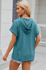 Women’s Stretch Hooded Short Sleeve Tee – Sporty, Soft & Ready for On-the-Go Comfort - Fashlot