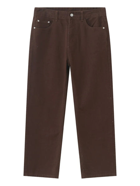 Men’s Brown Straight Leg Jeans with Pockets – Classic, Comfortable & Versatile - Fashlot