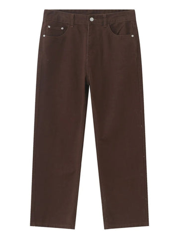 Men’s Brown Straight Leg Jeans with Pockets – Classic, Comfortable & Versatile - Fashlot