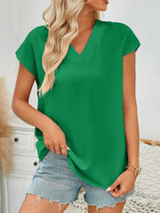 Women’s V-Neck Cap Sleeve Blouse – Light, Feminine & Easy to Style - Fashlot